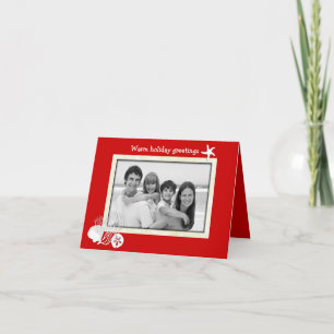 Tropisch kerstkaart rood en wit fotokaart feestdagen kaart