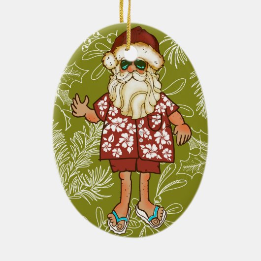 Tropisch kerstkerstkerstkerstversiering keramisch ornament (Achterkant)