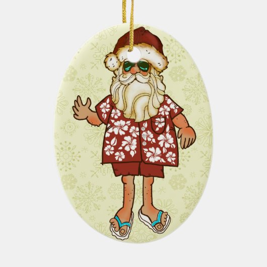 Tropisch kerstkerstkerstkerstversiering keramisch ornament (Achterkant)