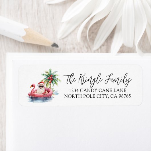 Tropisch Kerstman Kerst Retouradres Etiket (Insitu)