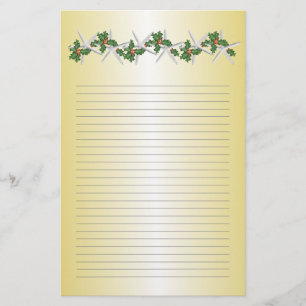 Tropisch Kerstmis Goud Omrande Schrijfpapier Briefpapier