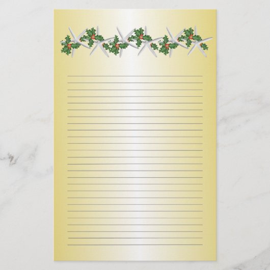 Tropisch Kerstmis Goud Omrande Schrijfpapier Briefpapier (Voorkant)