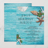 Tropisch Kerstmis Zeeleven Blauwe Borden Menu (Voorkant / Achterkant)