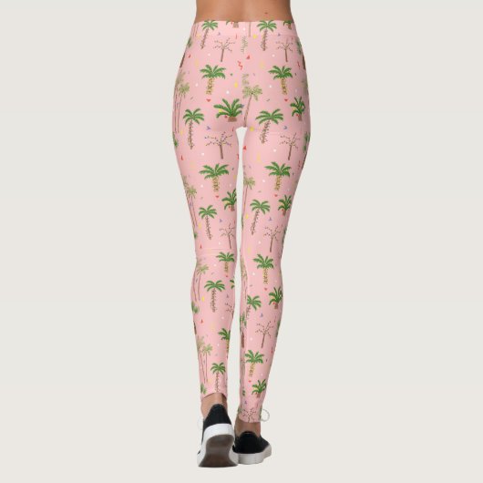 Tropisch kerstpalmbomen patroon leggings (Achterkant)