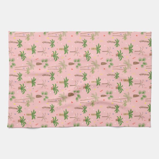 Tropisch kerstpalmbomen patroon theedoek (Horizontaal)