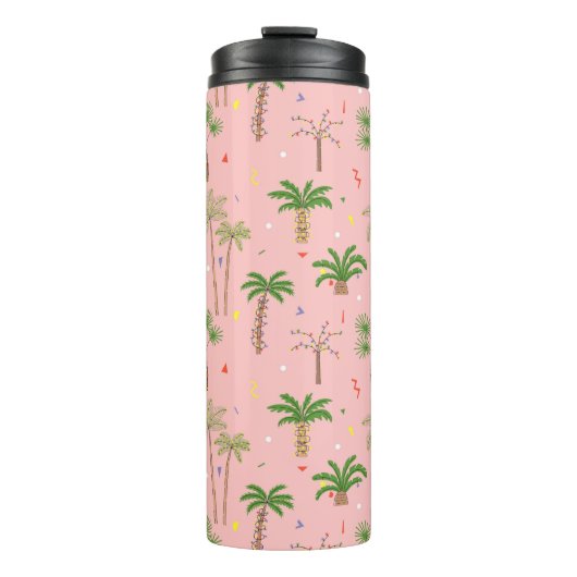 Tropisch kerstpalmbomen patroon thermosbeker (Voorkant)