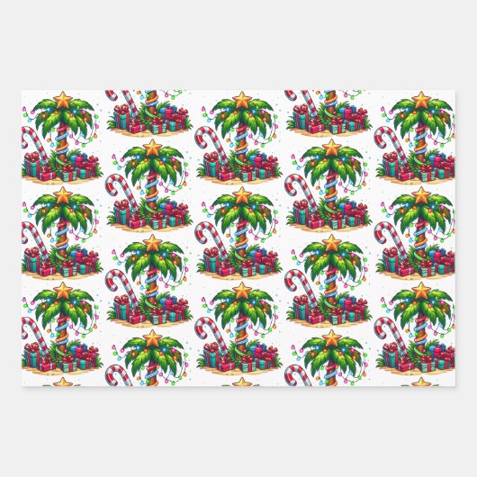 Tropisch kerstpalmpatroon inpakpapier vel (Voorkant 3)