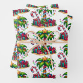 Tropisch kerstpalmpatroon inpakpapier vel (In situ)