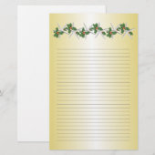 Tropisch kerstpapier met gouden basis voor schrijv briefpapier (Voorkant / Achterkant)