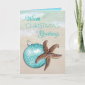 Tropisch kerststaartstrand Ornament Feestdagen Kaart (Voorkant)