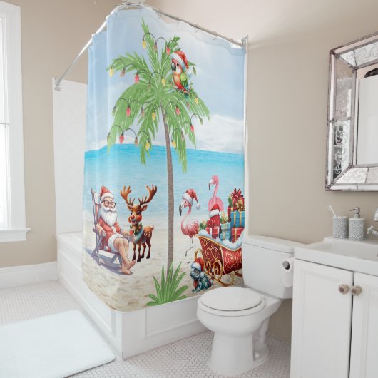 Tropisch kerststrand douchegordijn (In situ)