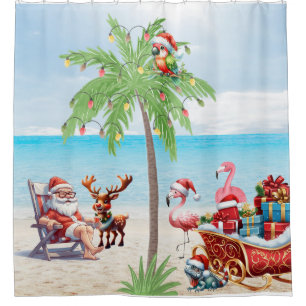 Tropisch kerststrand douchegordijn