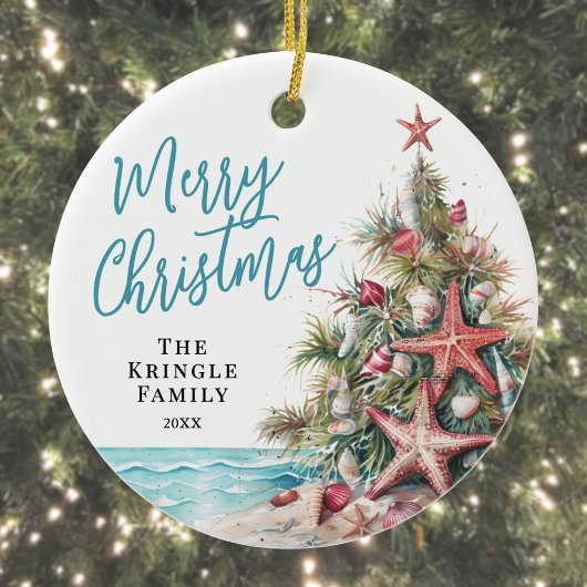 Tropisch Kerststrand Keramisch Ornament