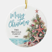 Tropisch Kerststrand Keramisch Ornament (Voorkant)