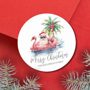 Tropisch Kerststrand Ronde Sticker