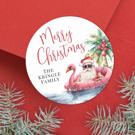 Tropisch Kerststrand Ronde Sticker