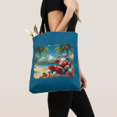 Tropisch Kerststrand Santa Tote Bag (Dichtbij)