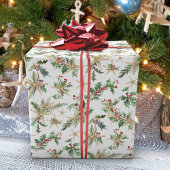 Tropisch kerststrand Starfish and Holly Cadeaupapier