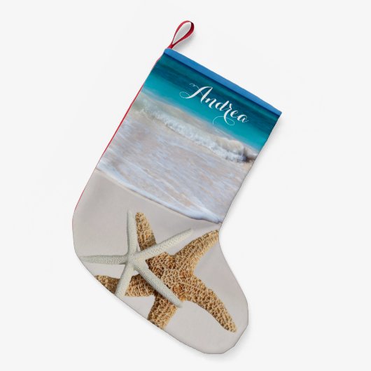 Tropisch kerststrand Starfish Stocking Kleine Kerstsok (Voorkant (Hangend))