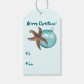 Tropisch kerstStropdas met Ornament op Cadeaulabel (Voorkant)