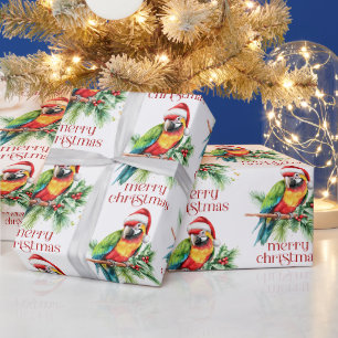 Tropisch kerstthema Dank u retro tekst Cadeaupapier