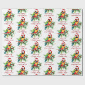 Tropisch kerstthema Dank u retro tekst Cadeaupapier (Vlak)