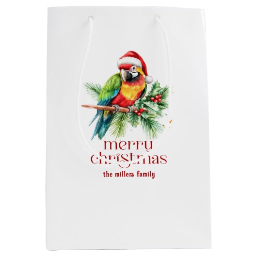 Tropisch kerstthema Dank u retro tekst Medium Cadeauzakje (Voorkant)