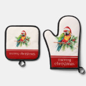 Tropisch kerstthema Dank u retro tekst Ovenwant & Pannenlap Set (Voorkant)