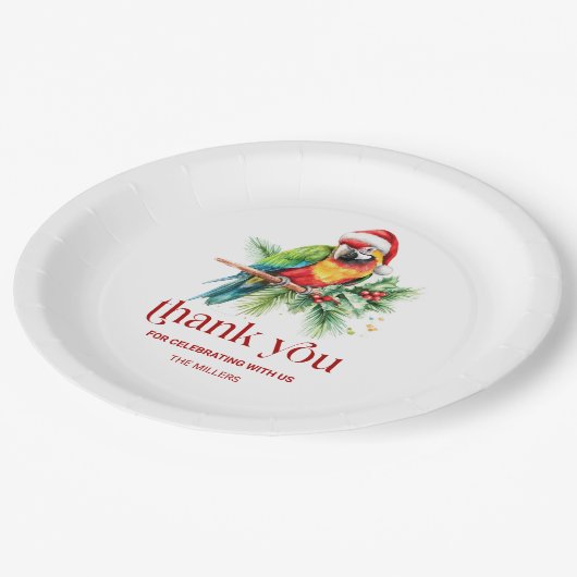 Tropisch kerstthema Dank u retro tekst Papieren Bordje (Gekanteld)