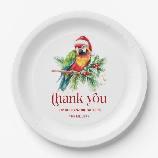 Tropisch kerstthema Dank u retro tekst Papieren Bordje (Voorkant)