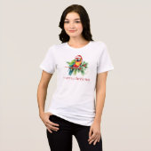 Tropisch kerstthema Dank u retro tekst Tri-Blend Shirt (Voorkant volledig)