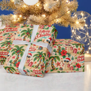 Tropisch Kerstvakantie Pret Patroon Cadeaupapier