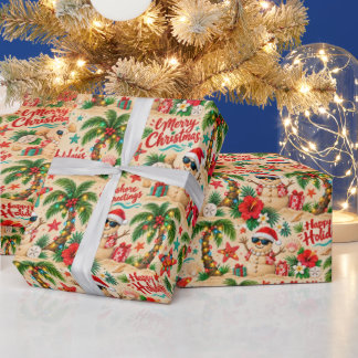Tropisch Kerstvakantie Pret Patroon Cadeaupapier