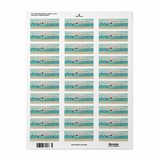 Tropisch, kerstversieringen, strand etiket (Full Sheet)