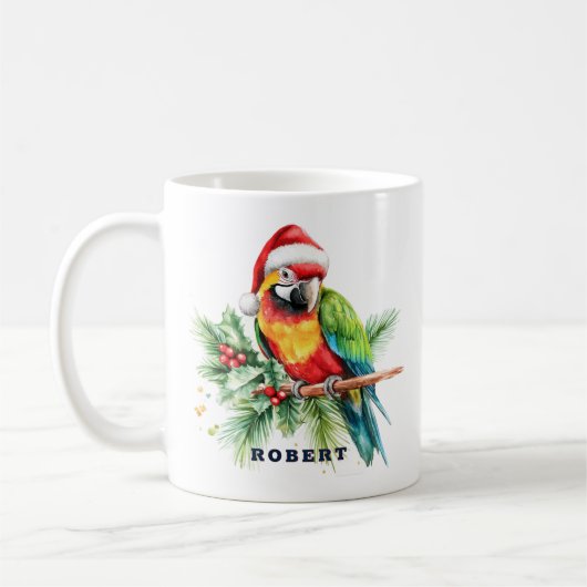 Tropisch kerstvogelmonogram koffiemok (Links)
