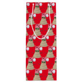 Tropisch kerstzand sneeuwman met zonnebril wijn cadeautas (Achterkant)