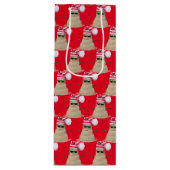 Tropisch kerstzand sneeuwman met zonnebril wijn cadeautas (Voorkant)