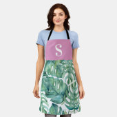 Tropisch keukenschort met monogram voor haar schort (Gedragen)