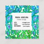 Tropisch kleurencaladium laat Waterverf ontwerpen Vierkante Visitekaartje (Achterkant)