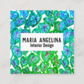 Tropisch kleurencaladium laat Waterverf ontwerpen Vierkante Visitekaartje (Voorkant)