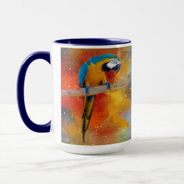 Tropisch kleurig blauw en geel Macaw #4 Mok