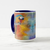 Tropisch kleurig blauw en geel Macaw #4 Mok (Voorkant links)