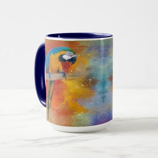 Tropisch kleurig blauw en geel Macaw #4 Mok (Voorkant links)