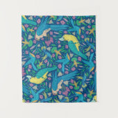 Tropisch kleurig exotische vogels en bloesems patr wandkleed (Voorkant)