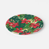 Tropisch kleurig oerwoud hibiscus rood en groen papieren bordje (Gekanteld)