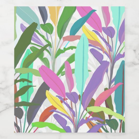 Tropisch kleurige banaan verlaat wit Patroon Wijn Etiket (Enkel label)