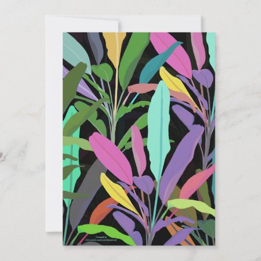 Tropisch kleurrijk bananenblad met zwart patroon kaart (Achterkant)