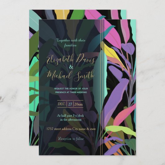 Tropisch kleurrijk bananenblad met zwart patroon kaart (Voorkant / Achterkant)