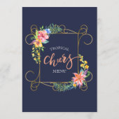 Tropisch kleurrijk bloemen goudLijst Menu (Achterkant)