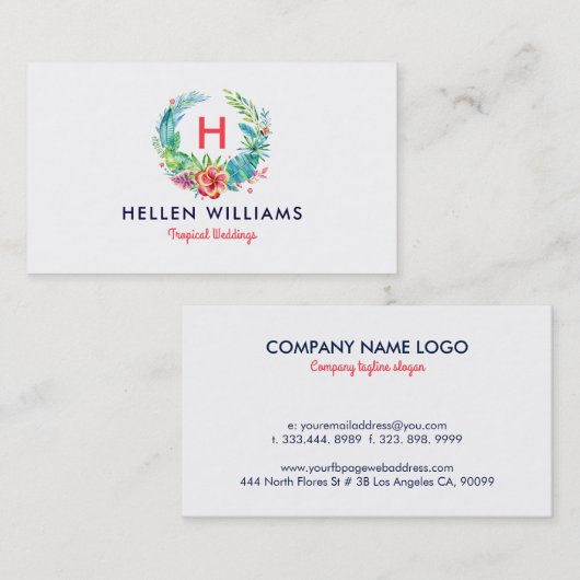 Tropisch kleurrijk Floral Wreate Visitekaartje (Voorkant / Achterkant)